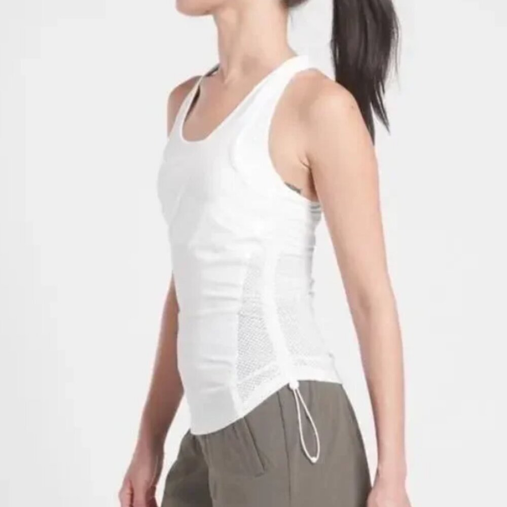 ATHLETA White Mesh Racerback Yosemite Tank Top Size Large